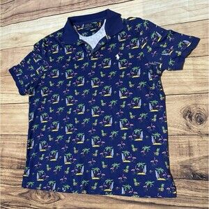 Polo Ralph Lauren Shirt Mens Large Tropical Floral Flamingo Island Print Pony